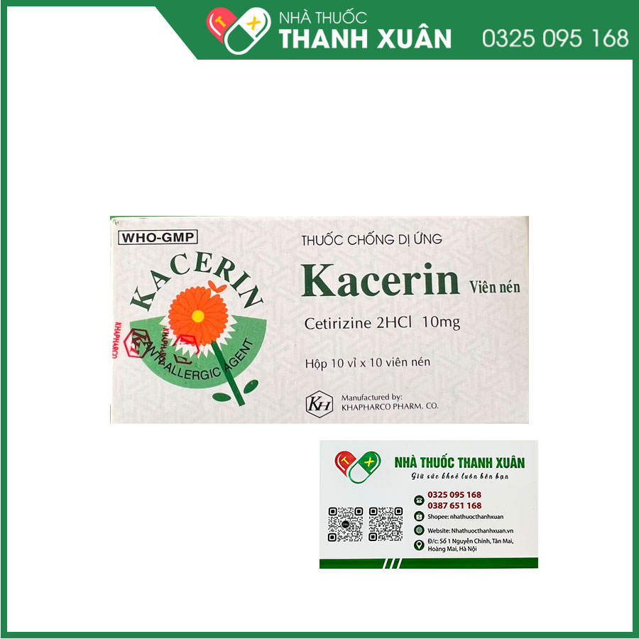 Kacerin điều trị dị ứng, mày đay và viêm mũi dị ứng